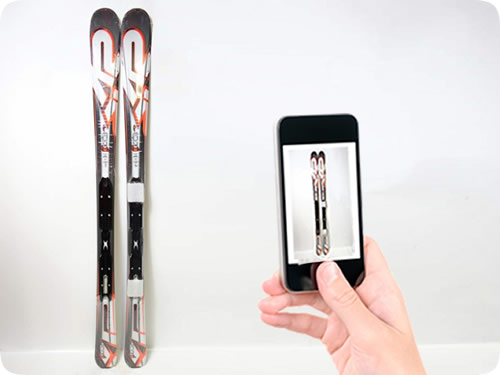 スキーギアの写真を撮って査定を申込み